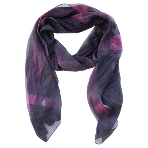 burberry purple silk scarf|authentic Burberry plaid scarf.